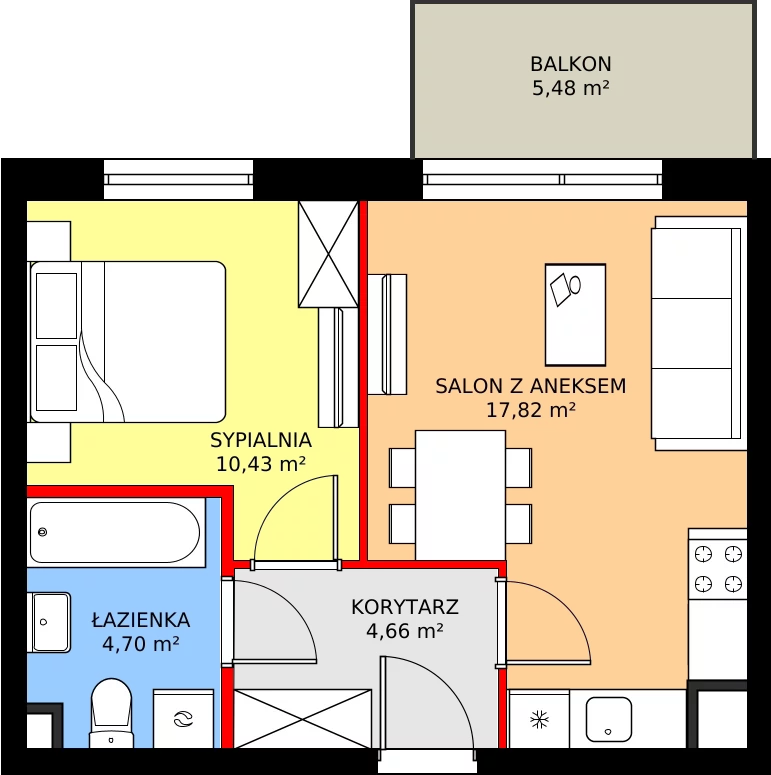 Zalety mieszkania 38.89 m², 113