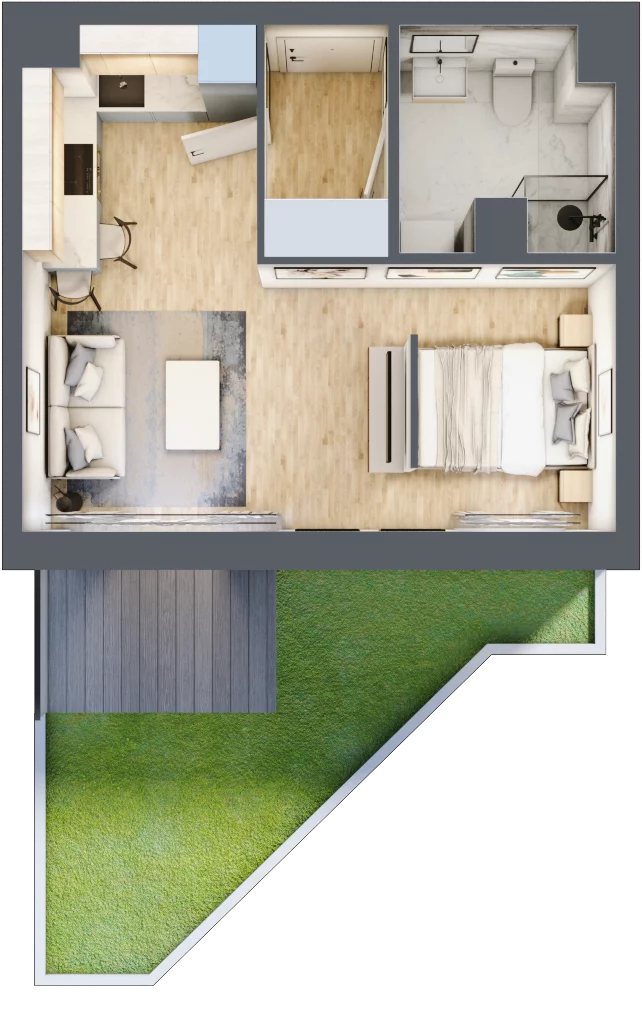 1 pokój, mieszkanie 31,26 m², piętro 1, oferta nr 1, Zaspa Wygodnie, Gdańsk, Zaspa, Zaspa-Młyniec, Al. Jana Pawła II