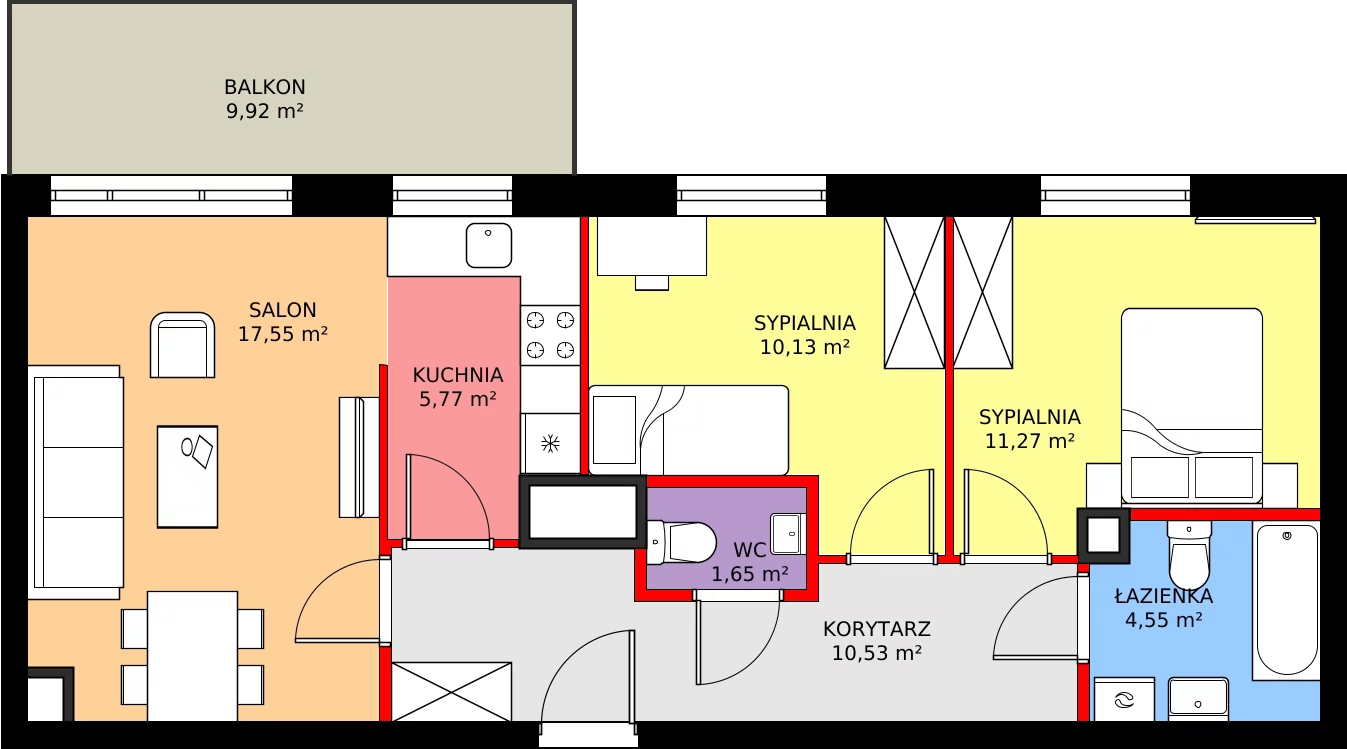 Zalety mieszkania 63.65 m², 191