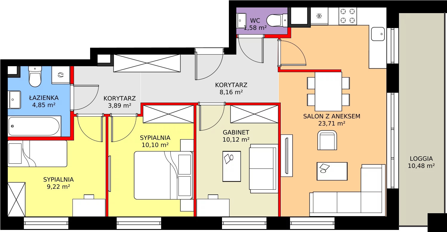 Zalety mieszkania 74.32 m², 186