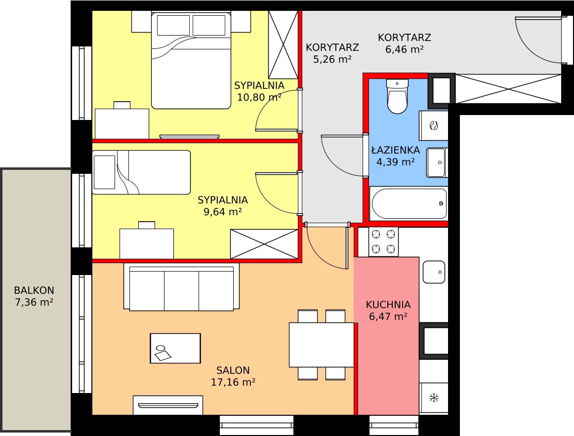 Zalety mieszkania 62.4 m², 16