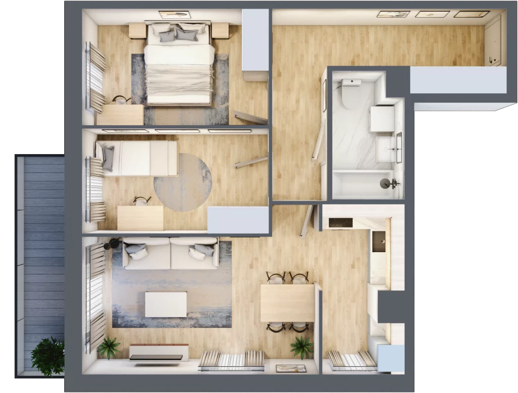 3 pokoje, mieszkanie 62,40 m², piętro 2, oferta nr 16, Zaspa Wygodnie, Gdańsk, Zaspa, Zaspa-Młyniec, Al. Jana Pawła II