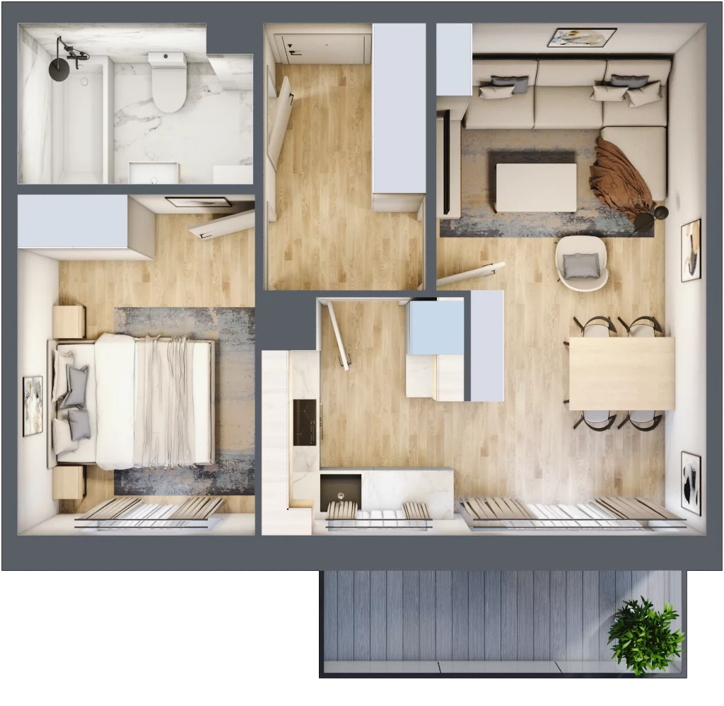 2 pokoje, mieszkanie 43,26 m², piętro 4, oferta nr 165, Zaspa Wygodnie, Gdańsk, Zaspa, Zaspa-Młyniec, Al. Jana Pawła II