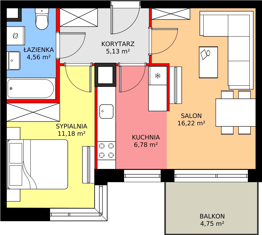 Zalety mieszkania 45.23 m², 26