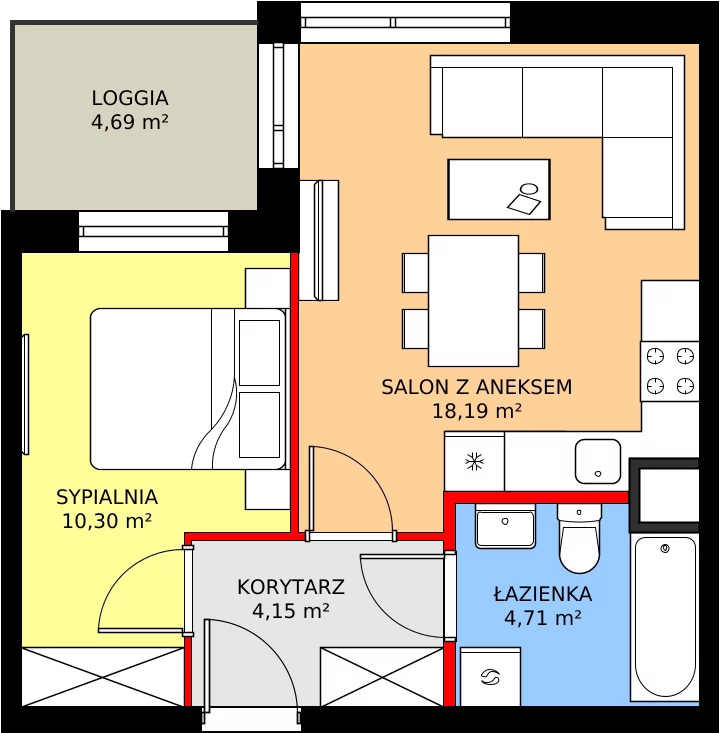 Zalety mieszkania 38.45 m², 169