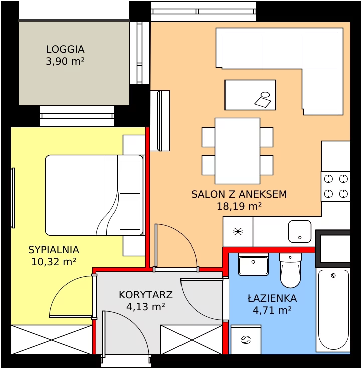 Zalety mieszkania 38.45 m², 133