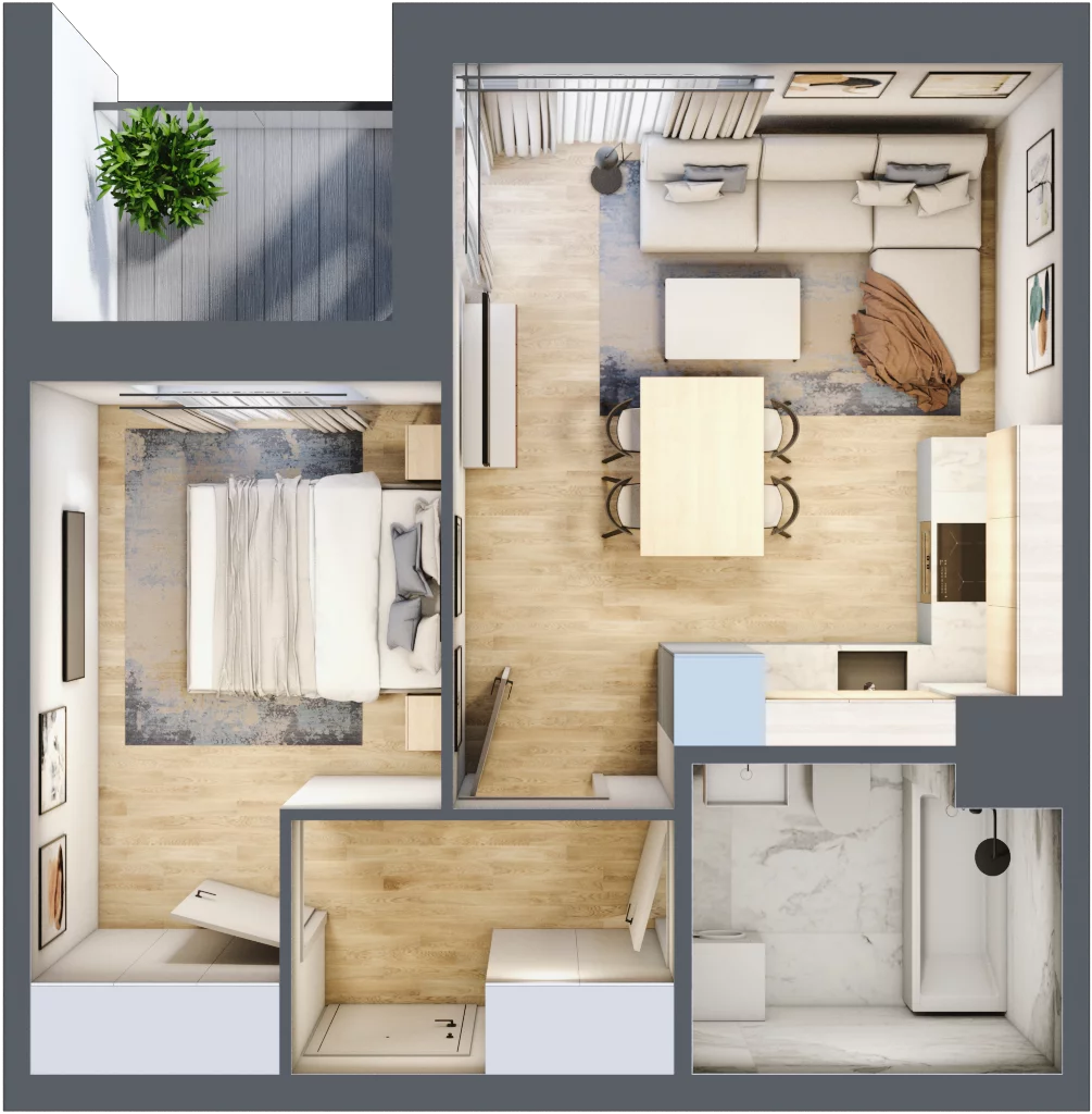 2 pokoje, mieszkanie 38,45 m², piętro 1, oferta nr 133, Zaspa Wygodnie, Gdańsk, Zaspa, Zaspa-Młyniec, Al. Jana Pawła II