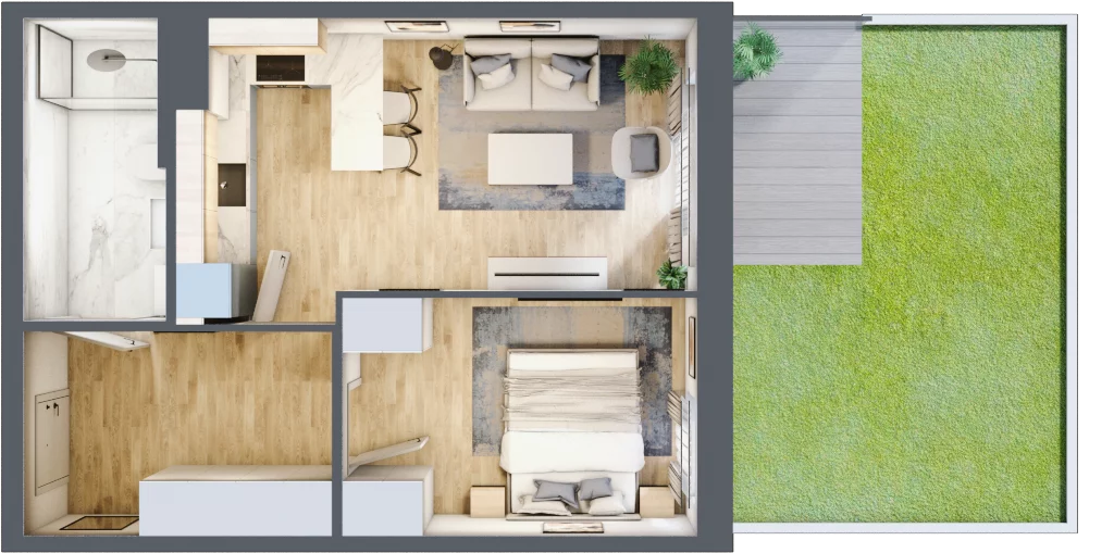 2 pokoje, mieszkanie 41,38 m², piętro 1, oferta nr 205, Zaspa Wygodnie, Gdańsk, Zaspa, Zaspa-Młyniec, Al. Jana Pawła II