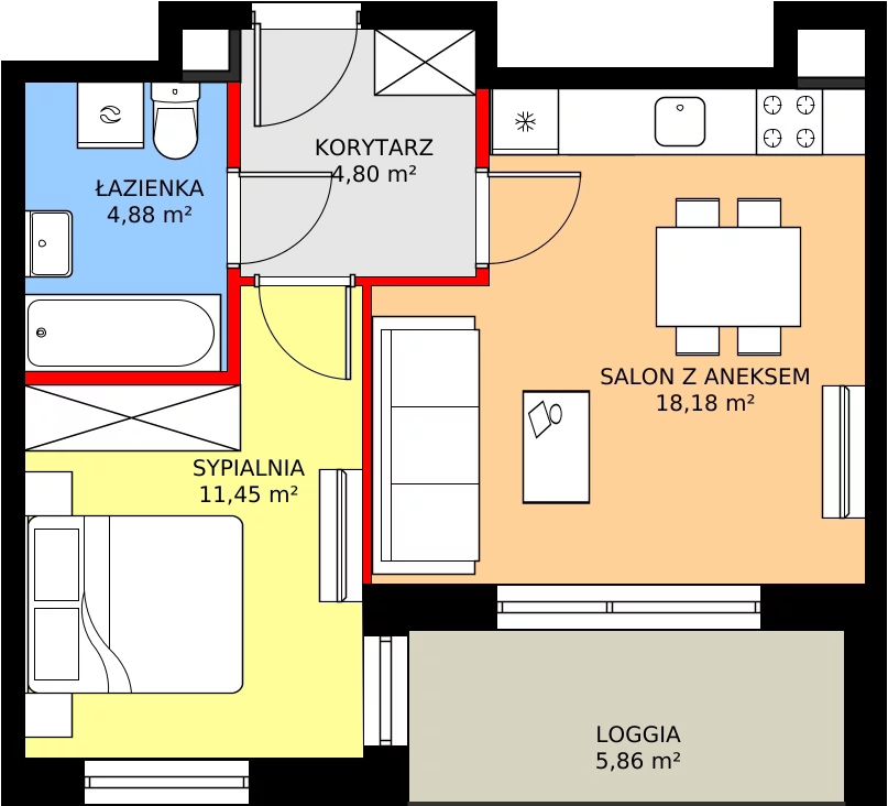 Zalety mieszkania 40.49 m², 122