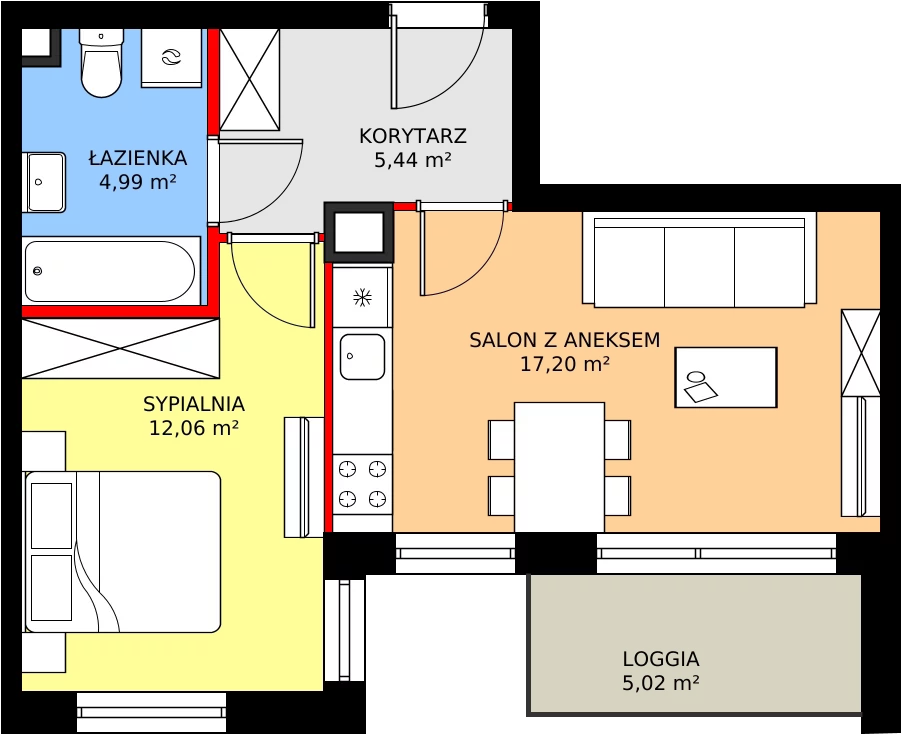 Zalety mieszkania 40.71 m², 120