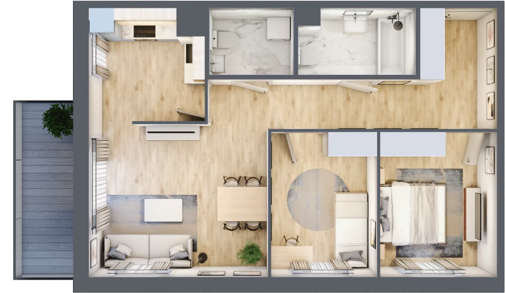 3 pokoje, mieszkanie 65,51 m², piętro 2, oferta nr 216, Zaspa Wygodnie, Gdańsk, Zaspa, Zaspa-Młyniec, Al. Jana Pawła II