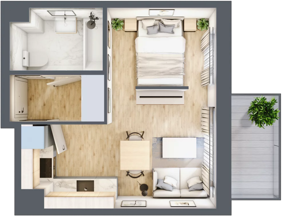 1 pokój, mieszkanie 27,44 m², piętro 4, oferta nr 105, Zaspa Wygodnie, Gdańsk, Zaspa, Zaspa-Młyniec, Al. Jana Pawła II