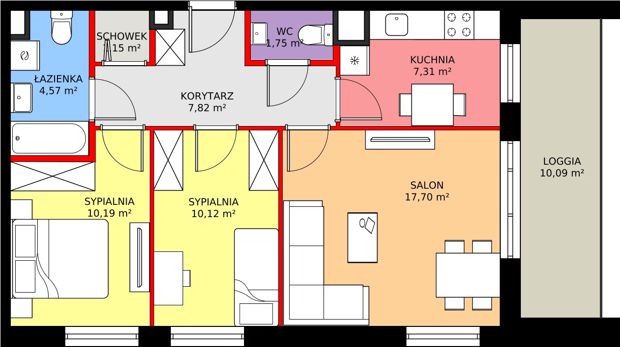 Zalety mieszkania 63.26 m², 9