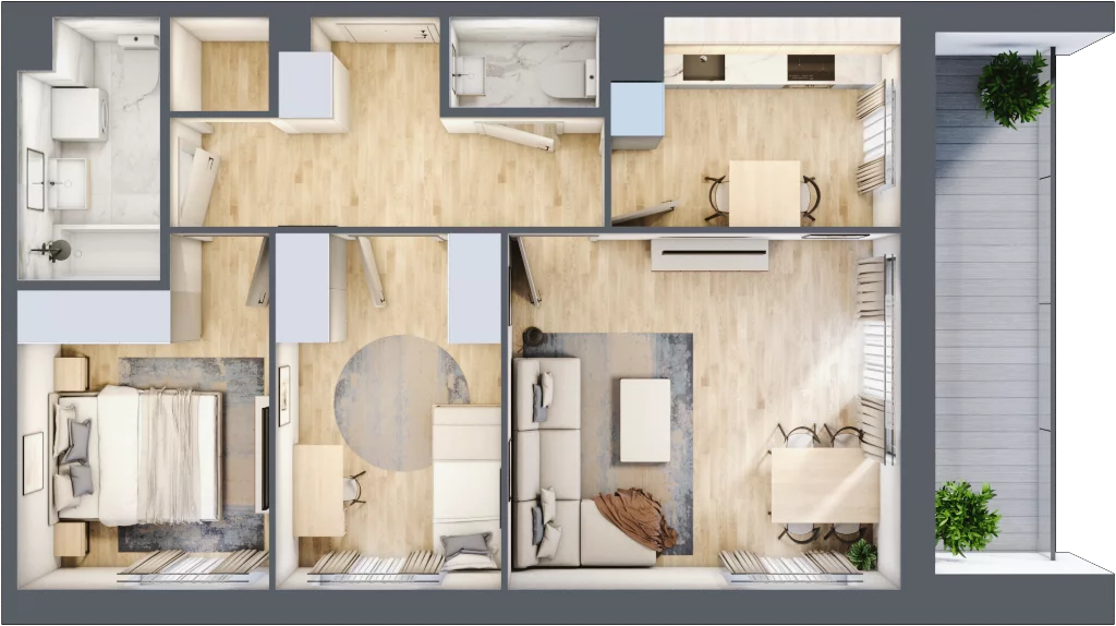 3 pokoje, mieszkanie 63,26 m², piętro 1, oferta nr 9, Zaspa Wygodnie, Gdańsk, Zaspa, Zaspa-Młyniec, Al. Jana Pawła II