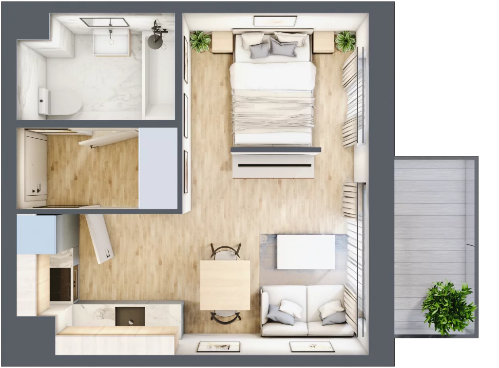 1 pokój, mieszkanie 28,05 m², piętro 4, oferta nr 106, Zaspa Wygodnie, Gdańsk, Zaspa, Zaspa-Młyniec, Al. Jana Pawła II