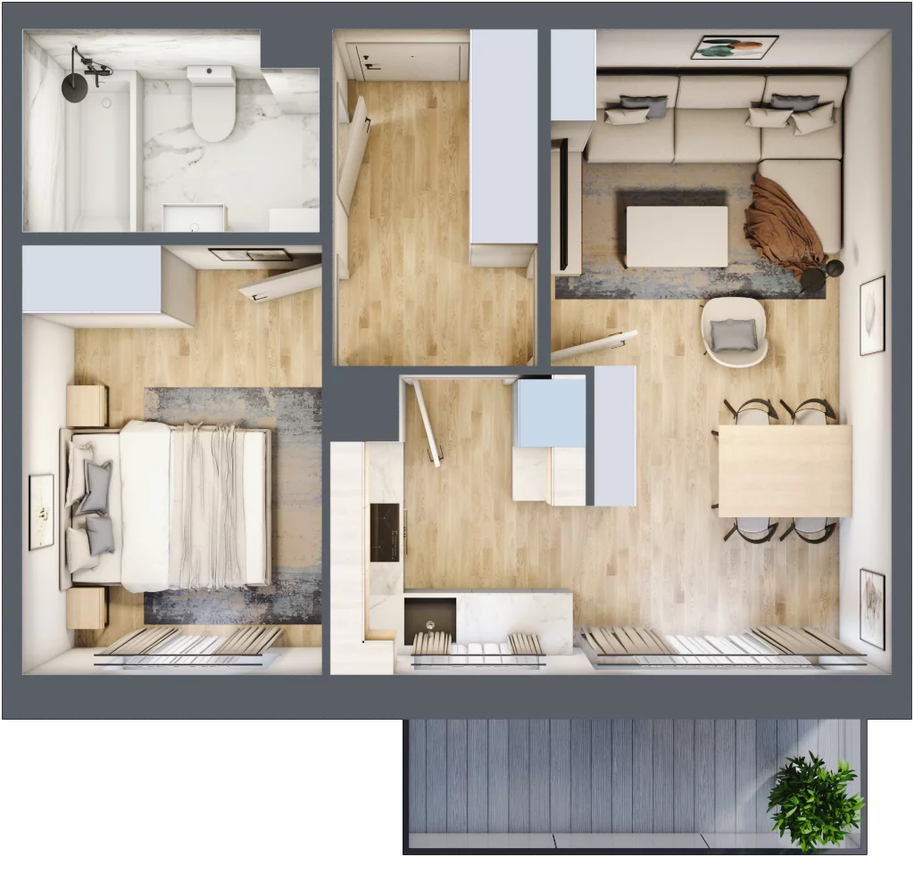 2 pokoje, mieszkanie 43,26 m², piętro 6, oferta nr 193, Zaspa Wygodnie, Gdańsk, Zaspa, Zaspa-Młyniec, Al. Jana Pawła II