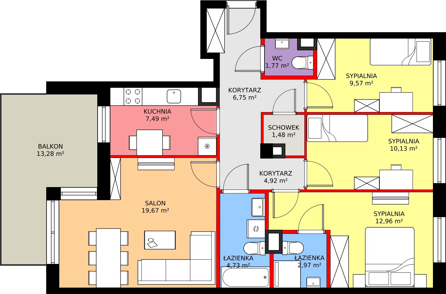 Zalety mieszkania 86.05 m², 47