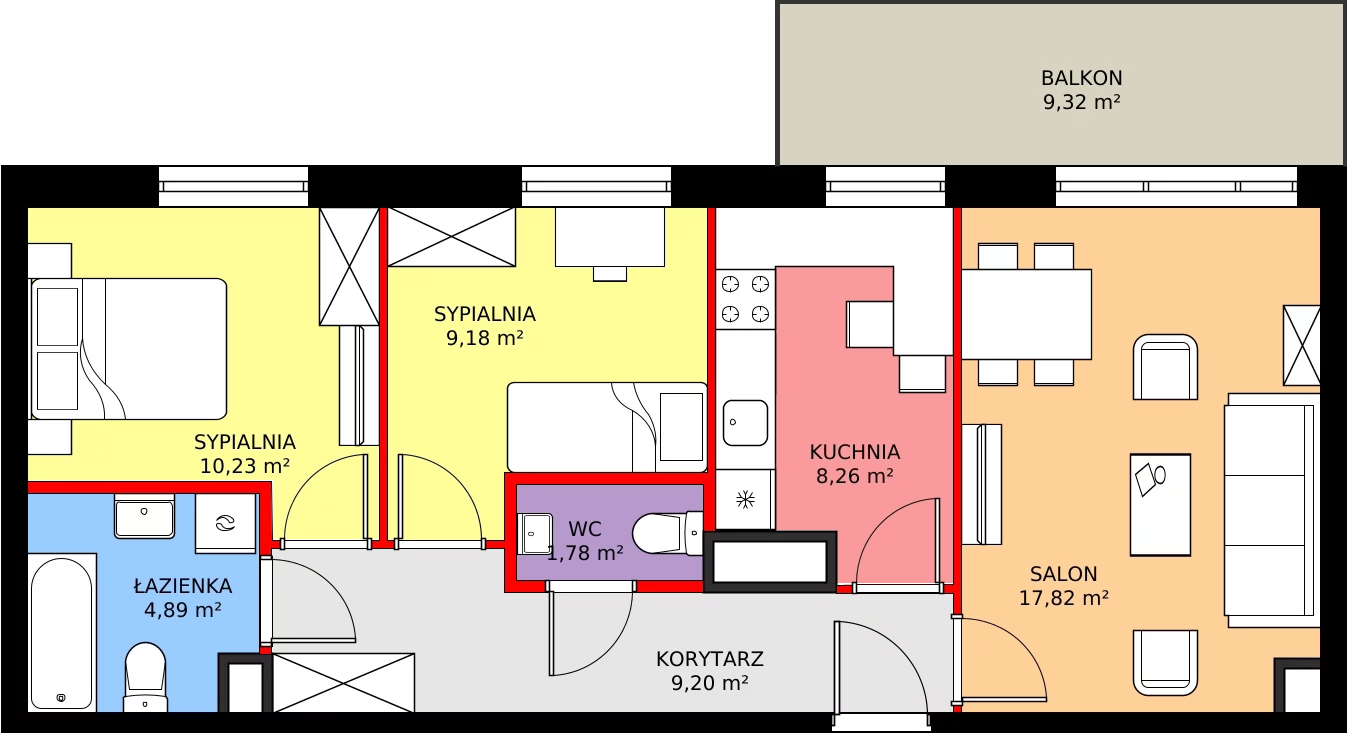 Zalety mieszkania 63.76 m², 176