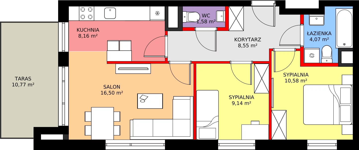 Zalety mieszkania 60.74 m², 222