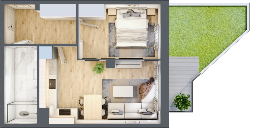 2 pokoje, mieszkanie 41,38 m², piętro 1, oferta nr 207, Zaspa Wygodnie, Gdańsk, Zaspa, Zaspa-Młyniec, Al. Jana Pawła II