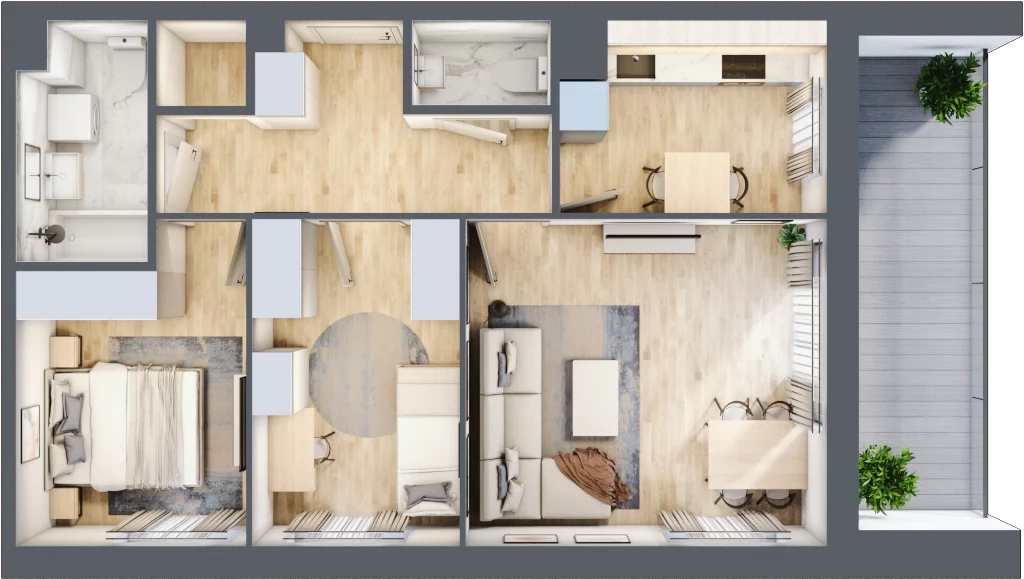 3 pokoje, mieszkanie 63,27 m², piętro 4, oferta nr 45, Zaspa Wygodnie, Gdańsk, Zaspa, Zaspa-Młyniec, Al. Jana Pawła II