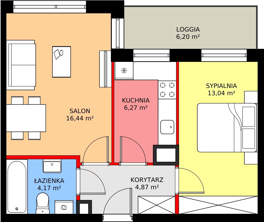 Zalety mieszkania 46.18 m², 43