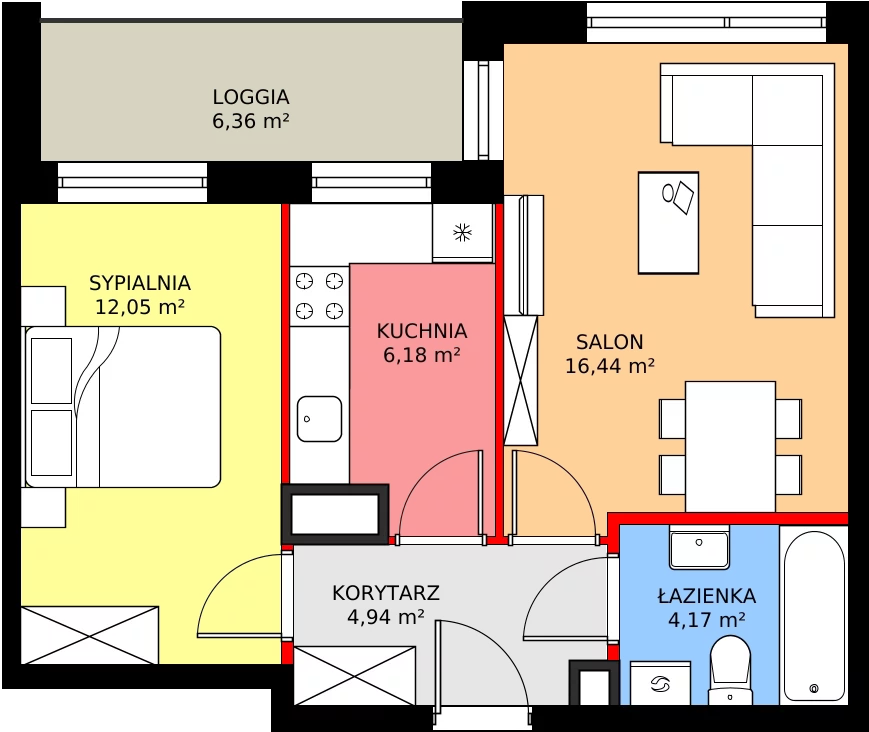 Zalety mieszkania 45.04 m², 54