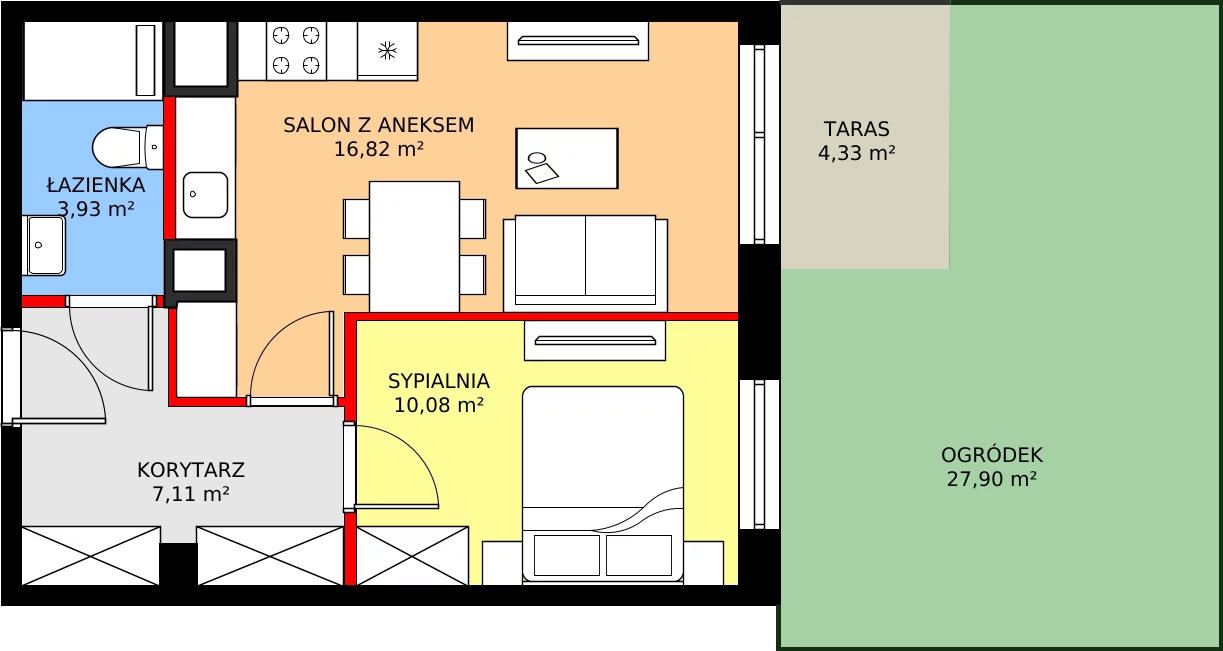 Zalety mieszkania 39.09 m², 76