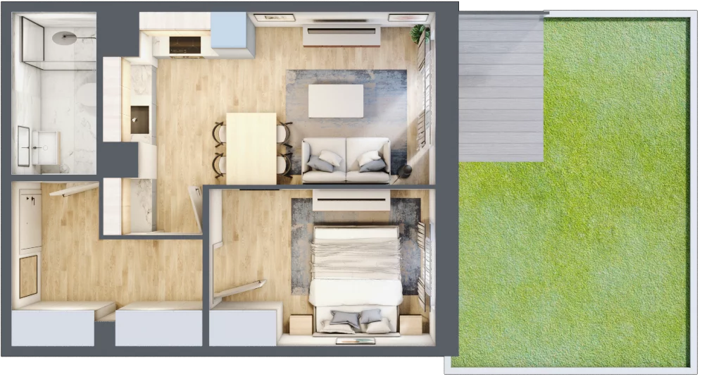 2 pokoje, mieszkanie 39,09 m², piętro 1, oferta nr 76, Zaspa Wygodnie, Gdańsk, Zaspa, Zaspa-Młyniec, Al. Jana Pawła II
