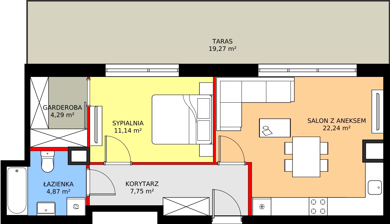 Zalety mieszkania 51.72 m², 196