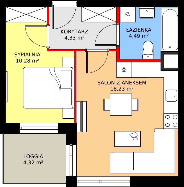 Zalety mieszkania 38.45 m², 212
