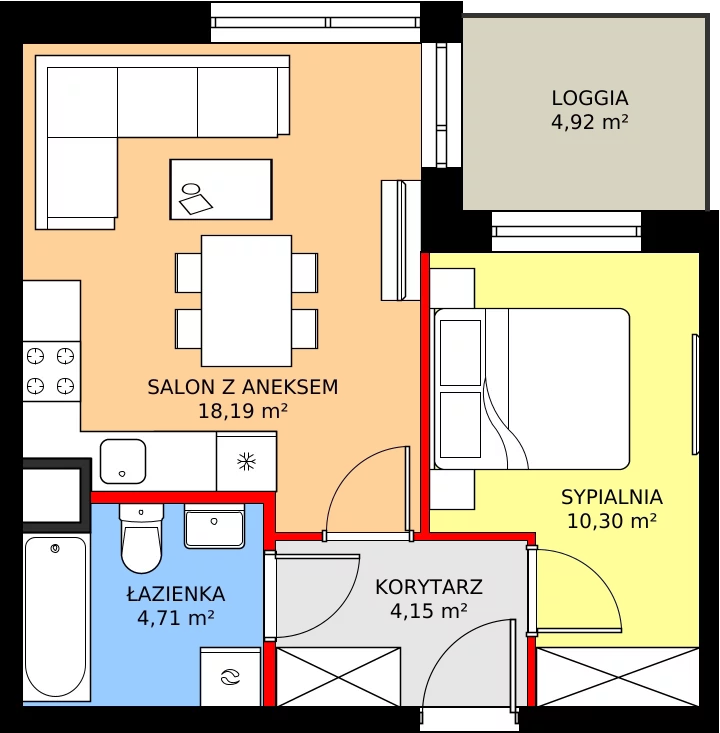 Zalety mieszkania 38.45 m², 184