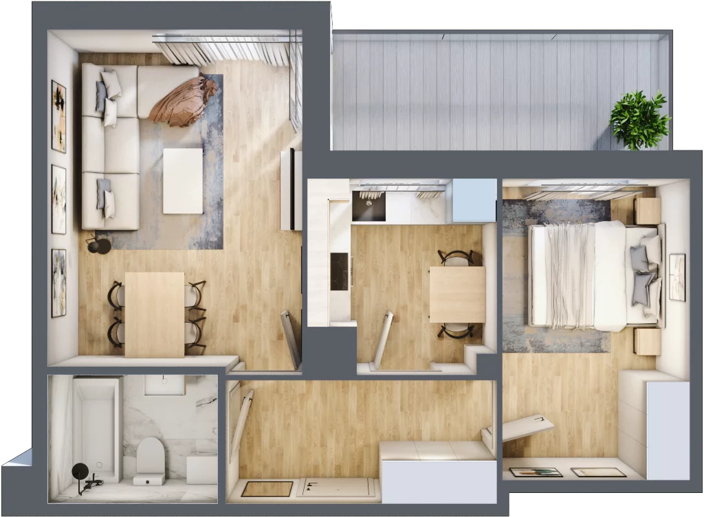 2 pokoje, mieszkanie 45,18 m², piętro 3, oferta nr B/156, Zaspa Wygodnie, Gdańsk, Zaspa, Zaspa-Młyniec, Al. Jana Pawła II
