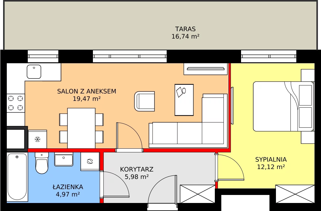 Zalety mieszkania 43.75 m², 197