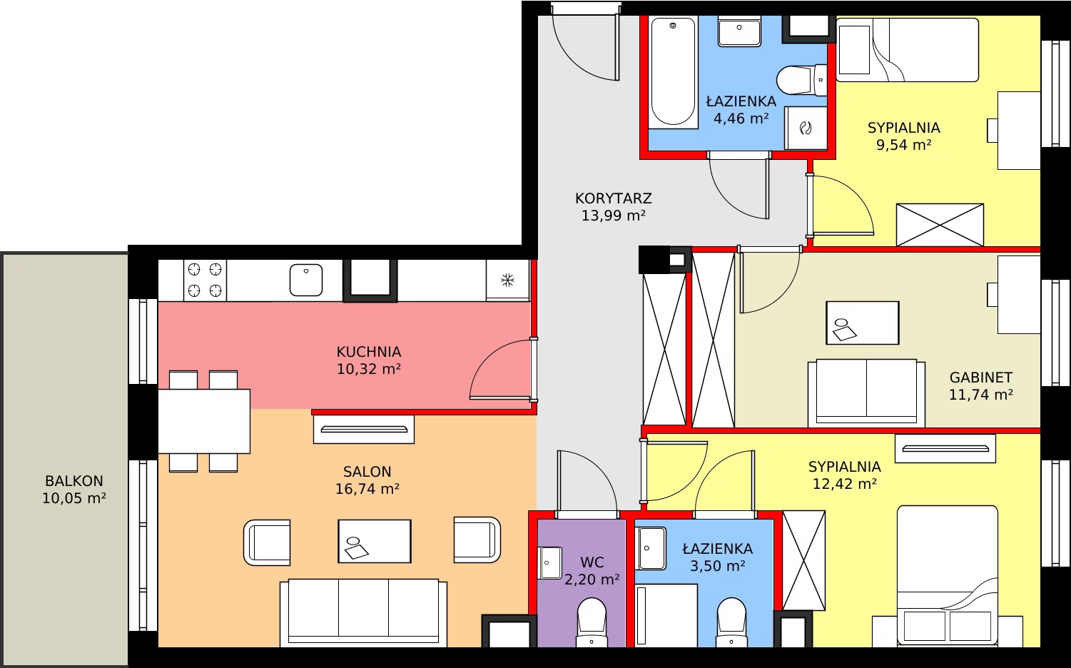 Zalety mieszkania 88.38 m², 162