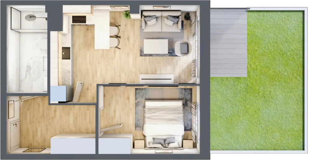 2 pokoje, mieszkanie 41,34 m², piętro 1, oferta nr 206, Zaspa Wygodnie, Gdańsk, Zaspa, Zaspa-Młyniec, Al. Jana Pawła II