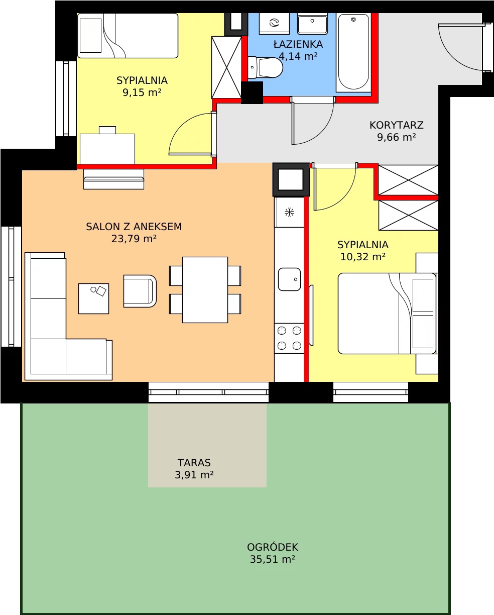 Zalety mieszkania 58.68 m², 130