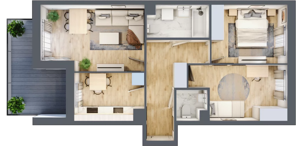 3 pokoje, mieszkanie 65,88 m², piętro 2, oferta nr 80, Zaspa Wygodnie, Gdańsk, Zaspa, Zaspa-Młyniec, Al. Jana Pawła II