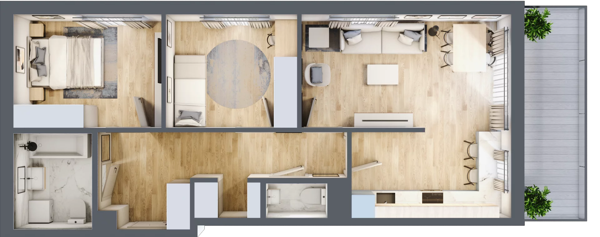 3 pokoje, mieszkanie 67,79 m², piętro 2, oferta nr 12, Wille Wiślany Mokotów, Warszawa, Mokotów, Czerniaków, Al. Polski Walczącej