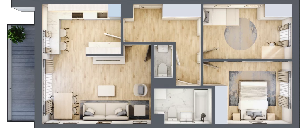 3 pokoje, mieszkanie 67,98 m², piętro 1, oferta nr 20, Wille Wiślany Mokotów, Warszawa, Mokotów, Czerniaków, Al. Polski Walczącej