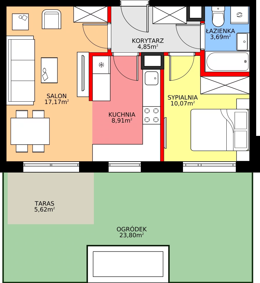 Zalety mieszkania 45.84 m², 18
