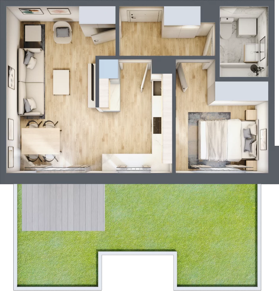 2 pokoje, mieszkanie 45,84 m², parter, oferta nr 18, Wille Wiślany Mokotów, Warszawa, Mokotów, Czerniaków, Al. Polski Walczącej