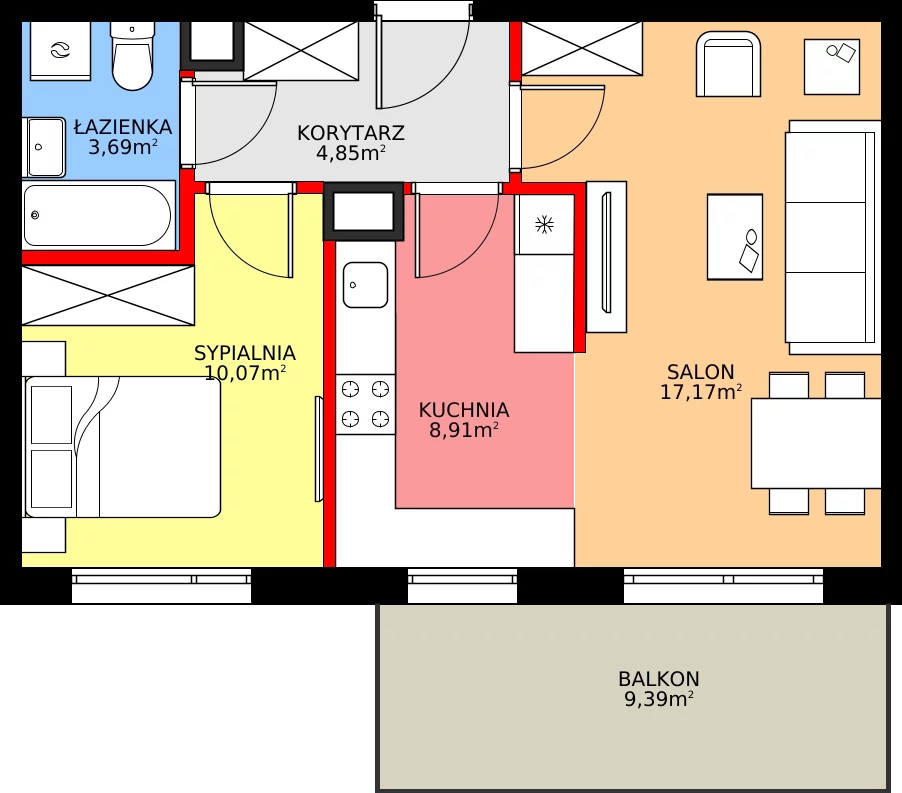 Zalety mieszkania 45.84 m², 33