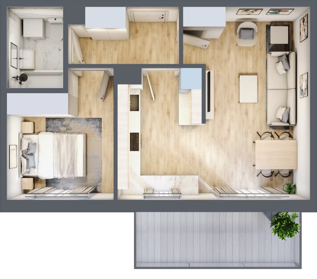 2 pokoje, mieszkanie 45,84 m², piętro 1, oferta nr 33, Wille Wiślany Mokotów, Warszawa, Mokotów, Czerniaków, Al. Polski Walczącej