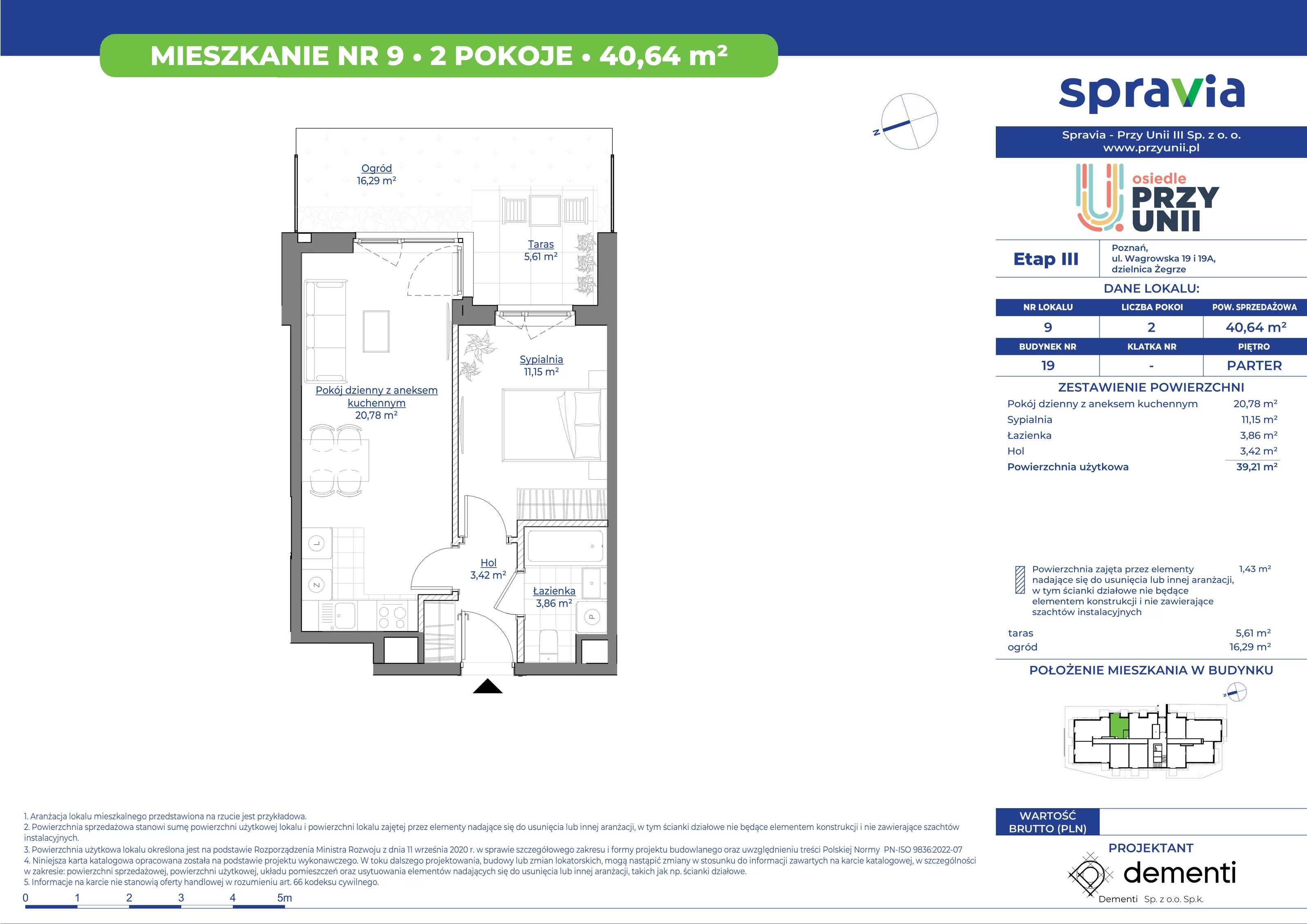 Mieszkanie 40,64 m², parter, oferta nr 19-9, Przy Unii, Poznań, Żegrze, ul. Wagrowska 19 i 19A