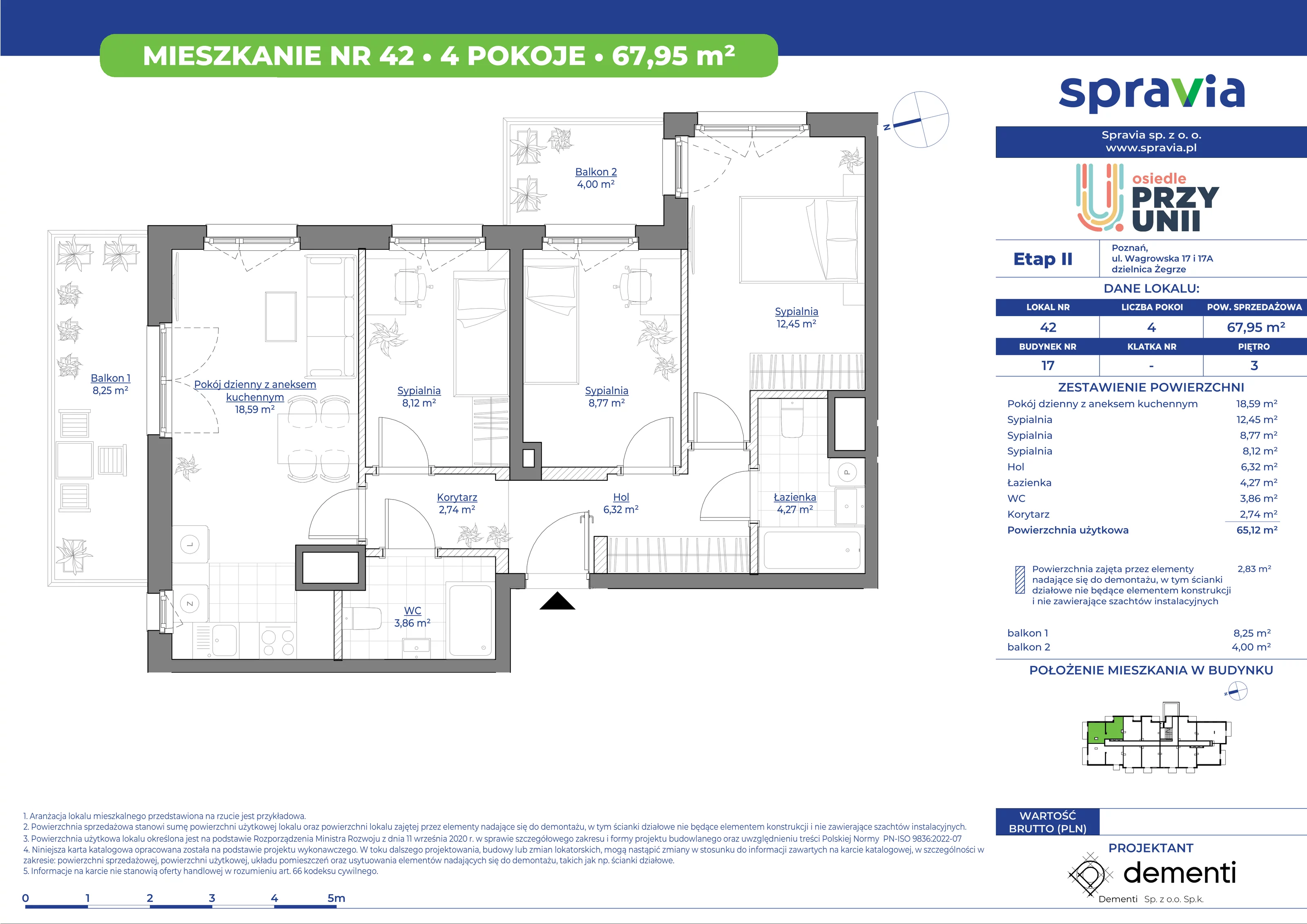 Mieszkanie 67,95 m², piętro 3, oferta nr 17_42, Przy Unii II, Poznań, Starołęka-Minikowo-Marlewo, Nowe Miasto, ul. Wagrowska 17 i 17A