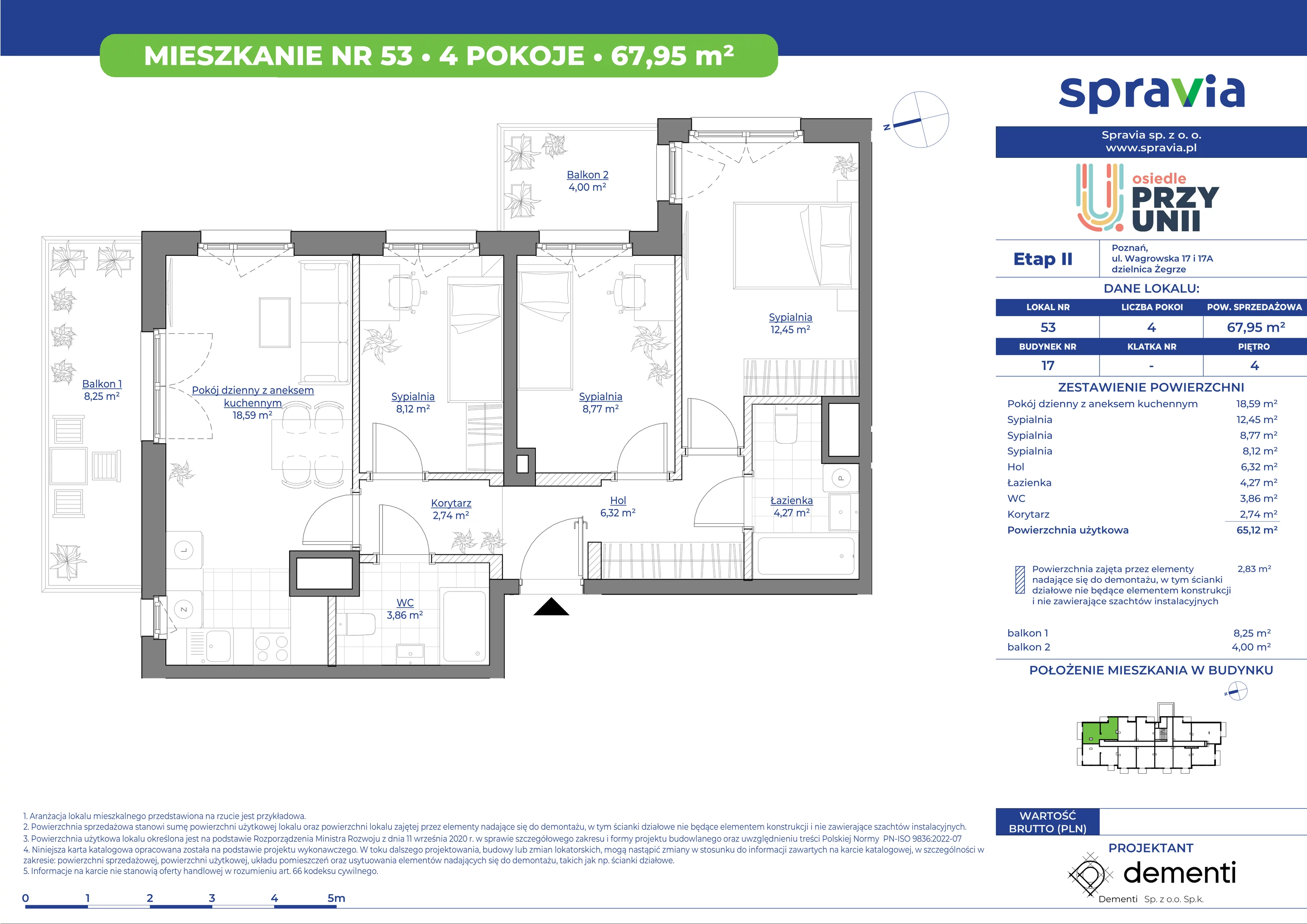 Mieszkanie 67,95 m², piętro 4, oferta nr 17_53, Przy Unii II, Poznań, Starołęka-Minikowo-Marlewo, Nowe Miasto, ul. Wagrowska 17 i 17A