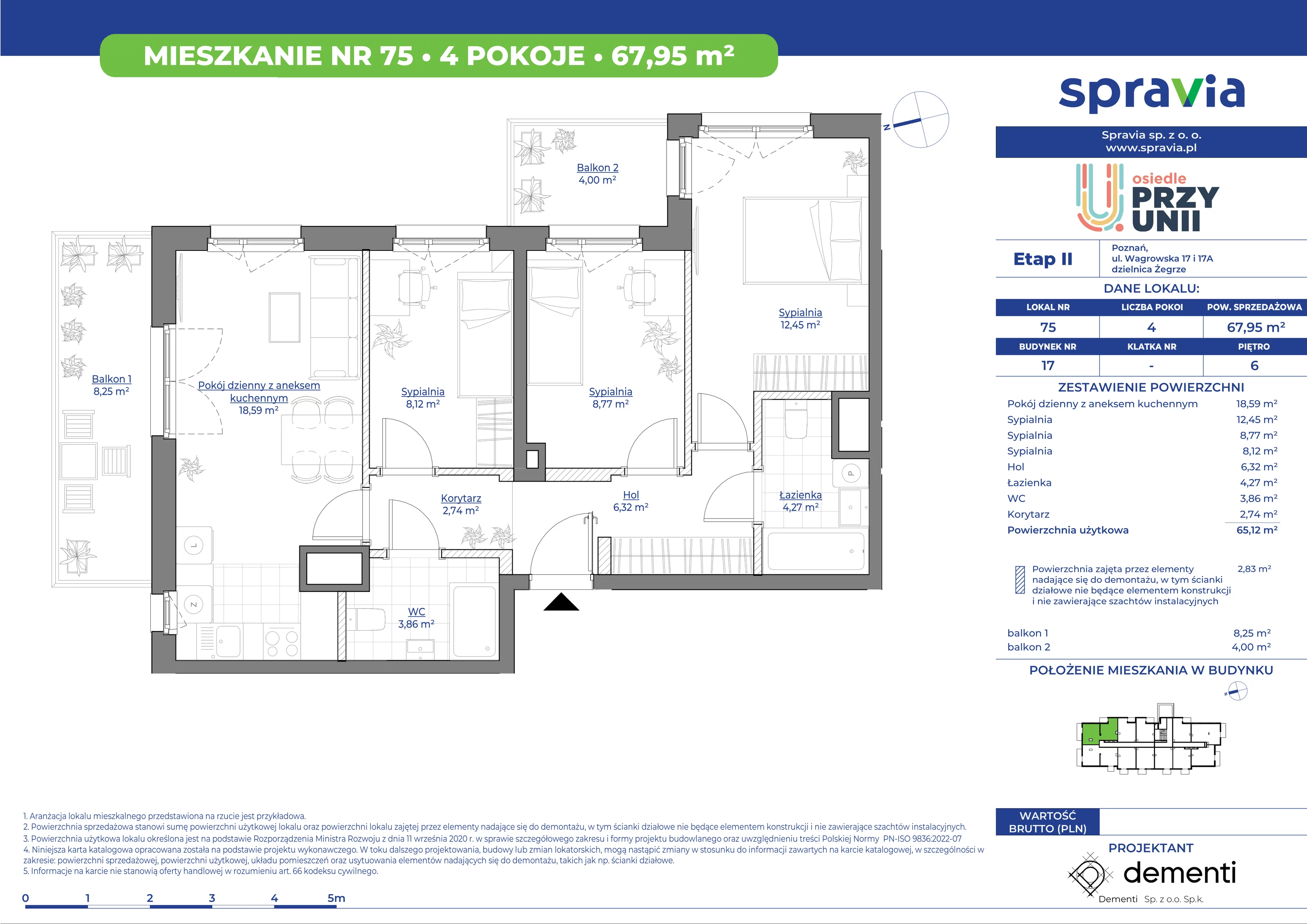 Mieszkanie 67,95 m², piętro 6, oferta nr 17_75, Przy Unii II, Poznań, Starołęka-Minikowo-Marlewo, Nowe Miasto, ul. Wagrowska 17 i 17A