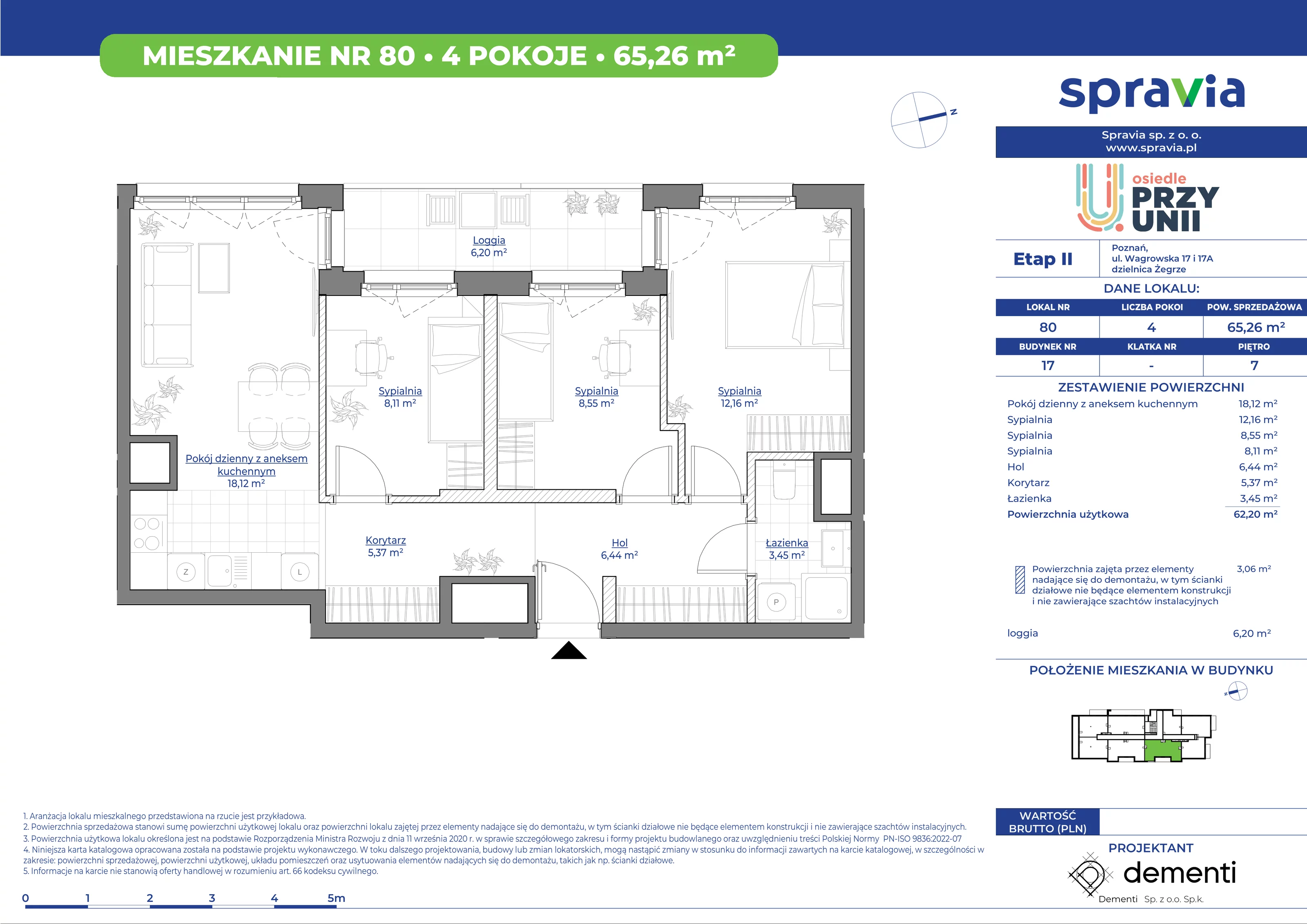 Mieszkanie 65,26 m², piętro 7, oferta nr 17_80, Przy Unii II, Poznań, Starołęka-Minikowo-Marlewo, Nowe Miasto, ul. Wagrowska 17 i 17A