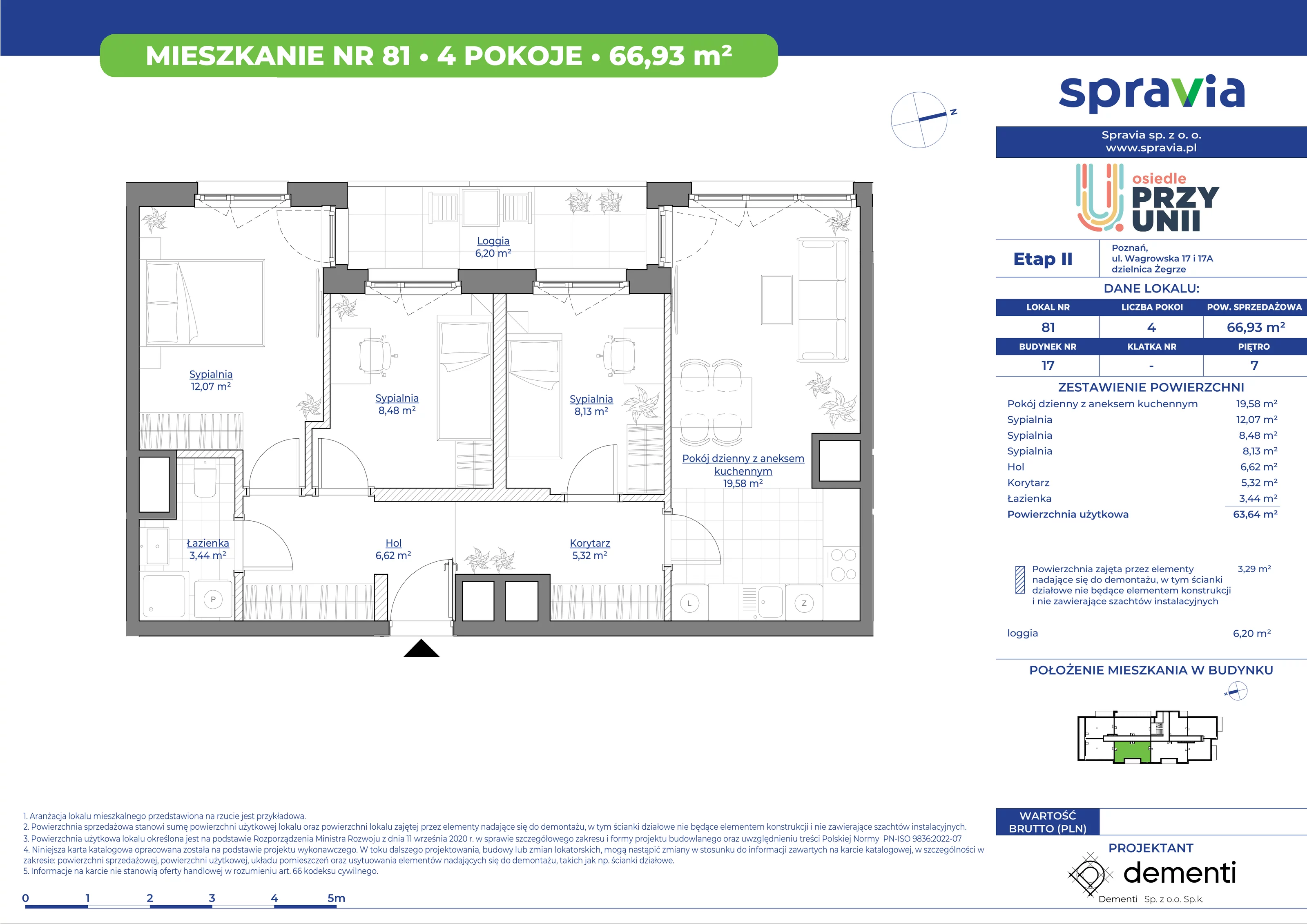 Mieszkanie 66,93 m², piętro 7, oferta nr 17_81, Przy Unii II, Poznań, Starołęka-Minikowo-Marlewo, Nowe Miasto, ul. Wagrowska 17 i 17A